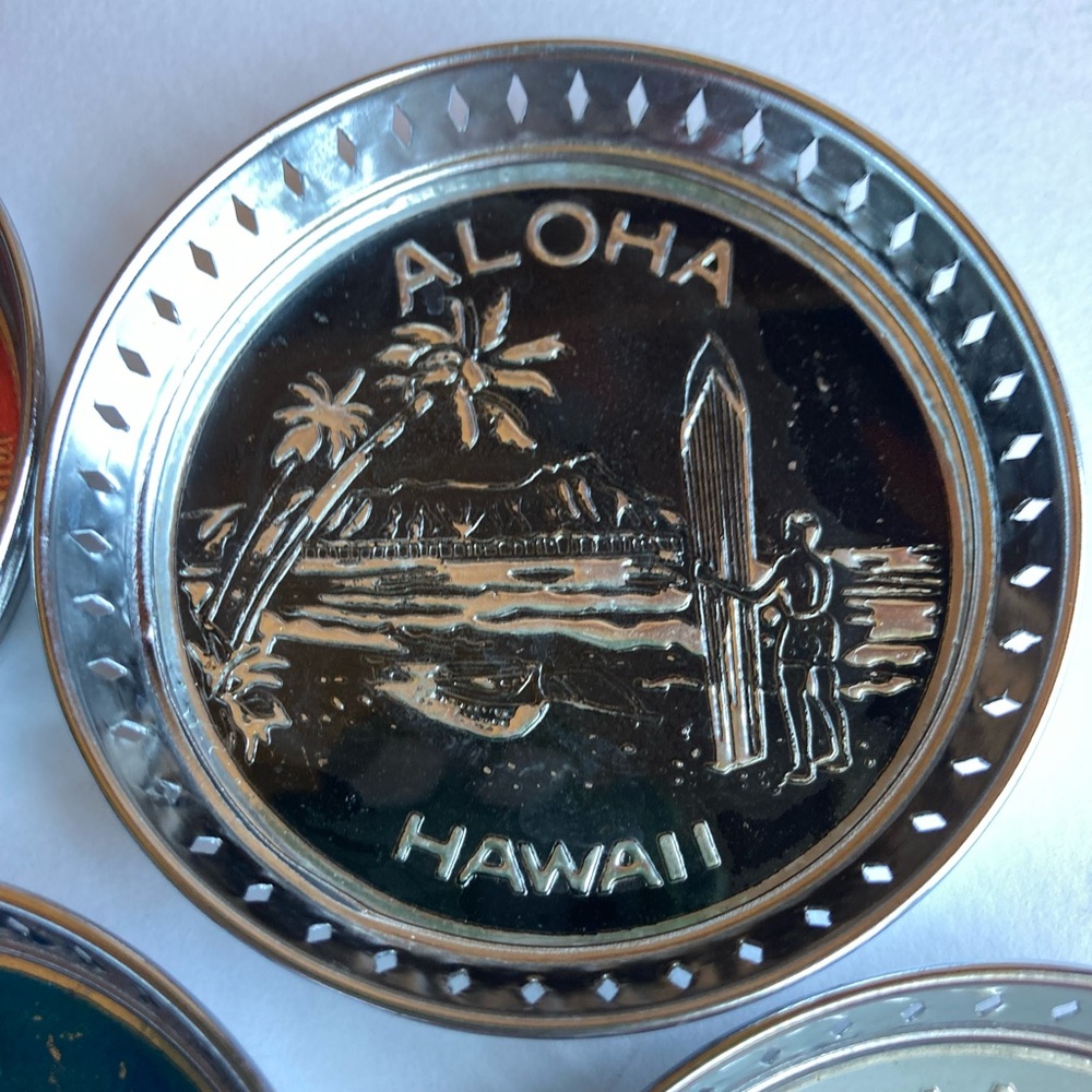 4 🌴Aloha Hawaii Souvenir Coasters Set / jewelry dish / ashtray